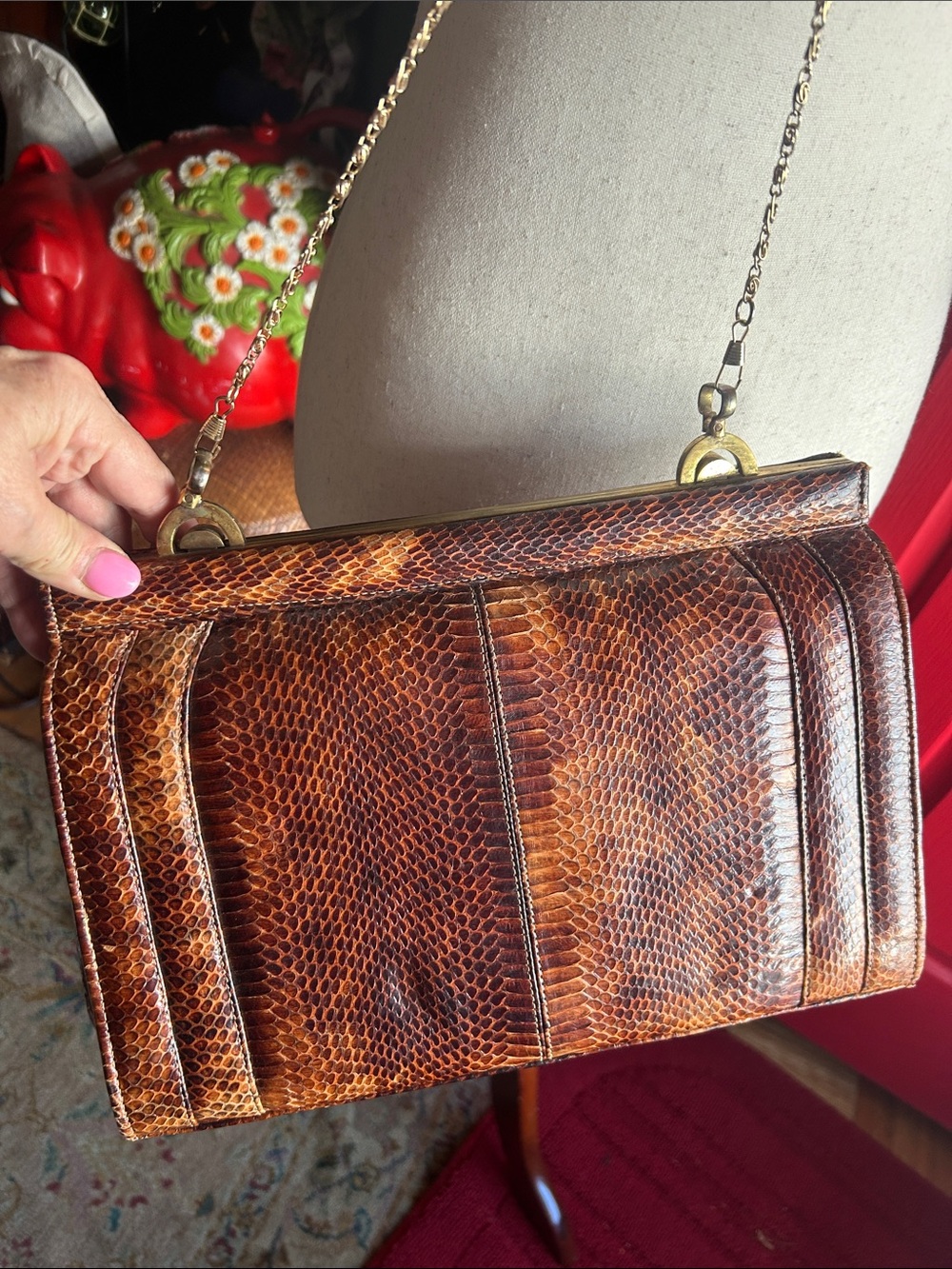 Vintage Genuine Cobra Snakeskin Crossbody Bag - Picture 8 of 16